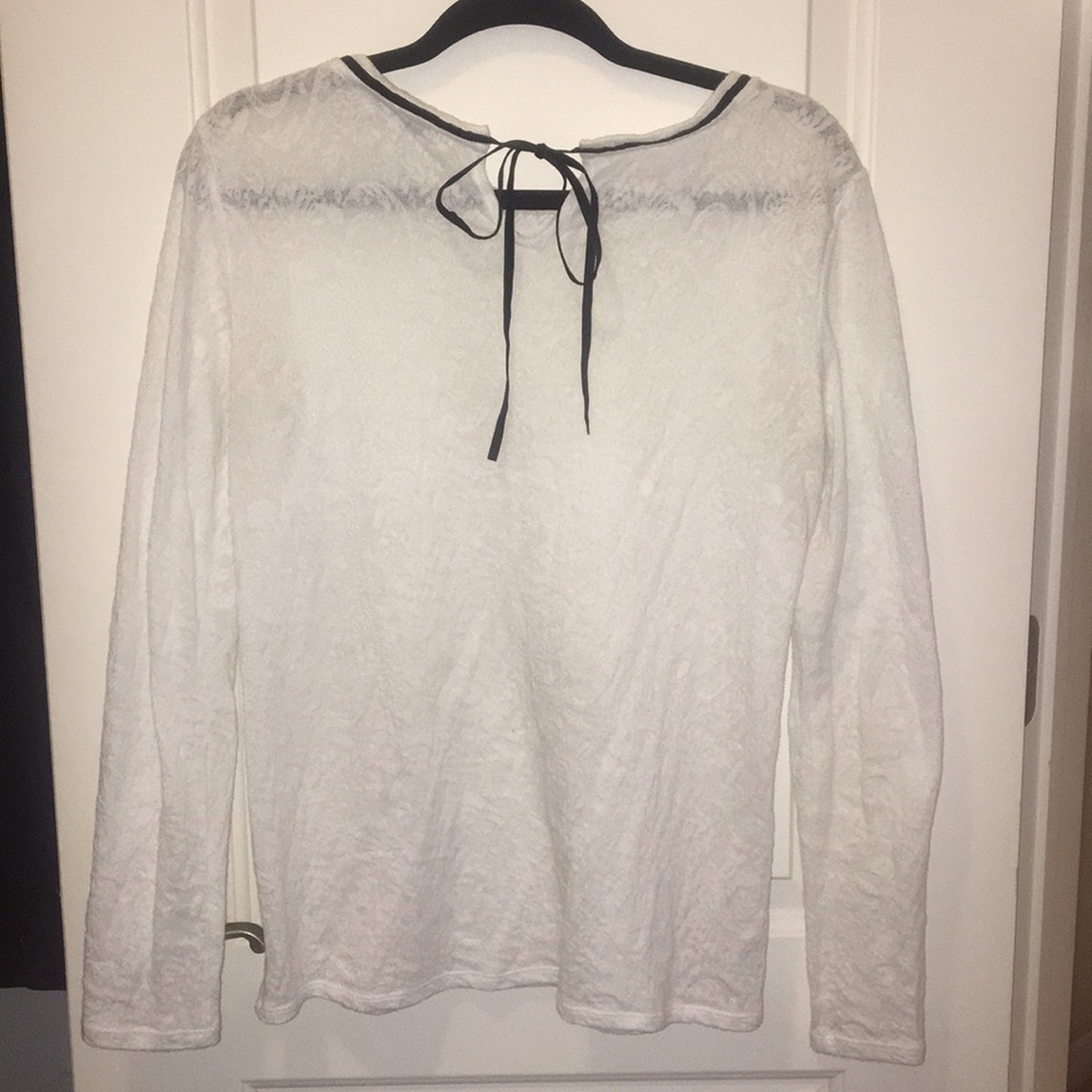 Loft Lace Top with black velvet ribbon
